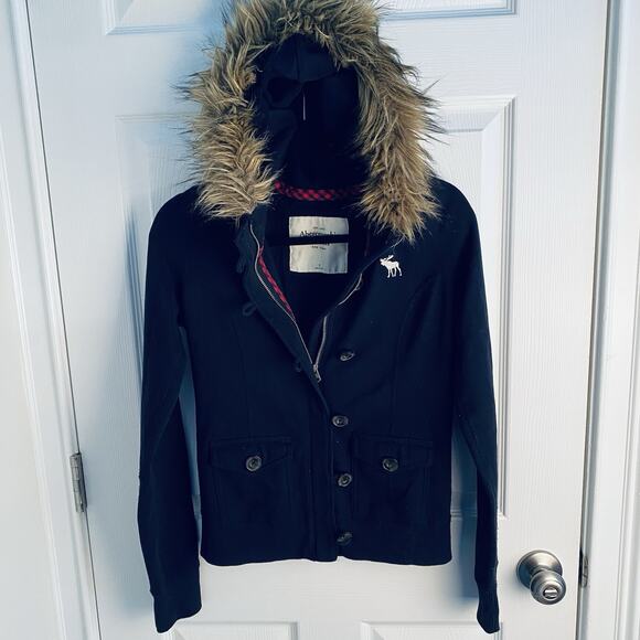 Y2k Abercrombie & Fitch fur Hoodie jacket Bella Swan Twilight style hood 2000s - Picture 1 of 8